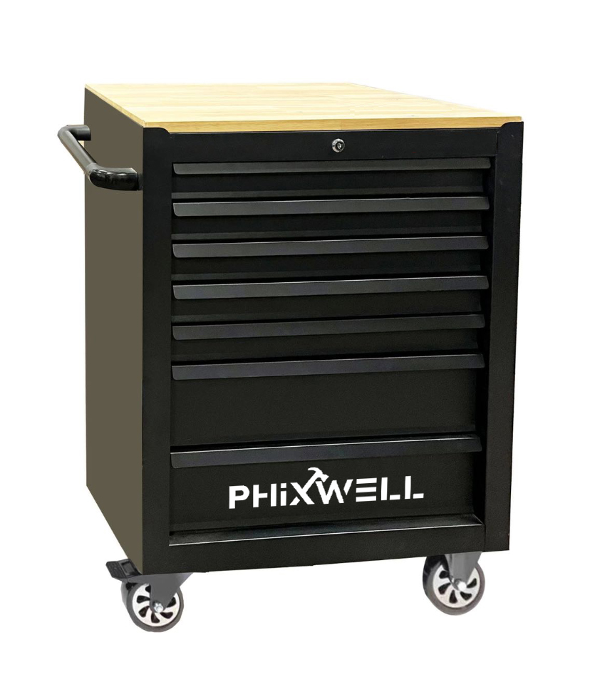 719506 PHIXWELL Szafka do przechowywania z 7 szufladami i drewnianym blatem